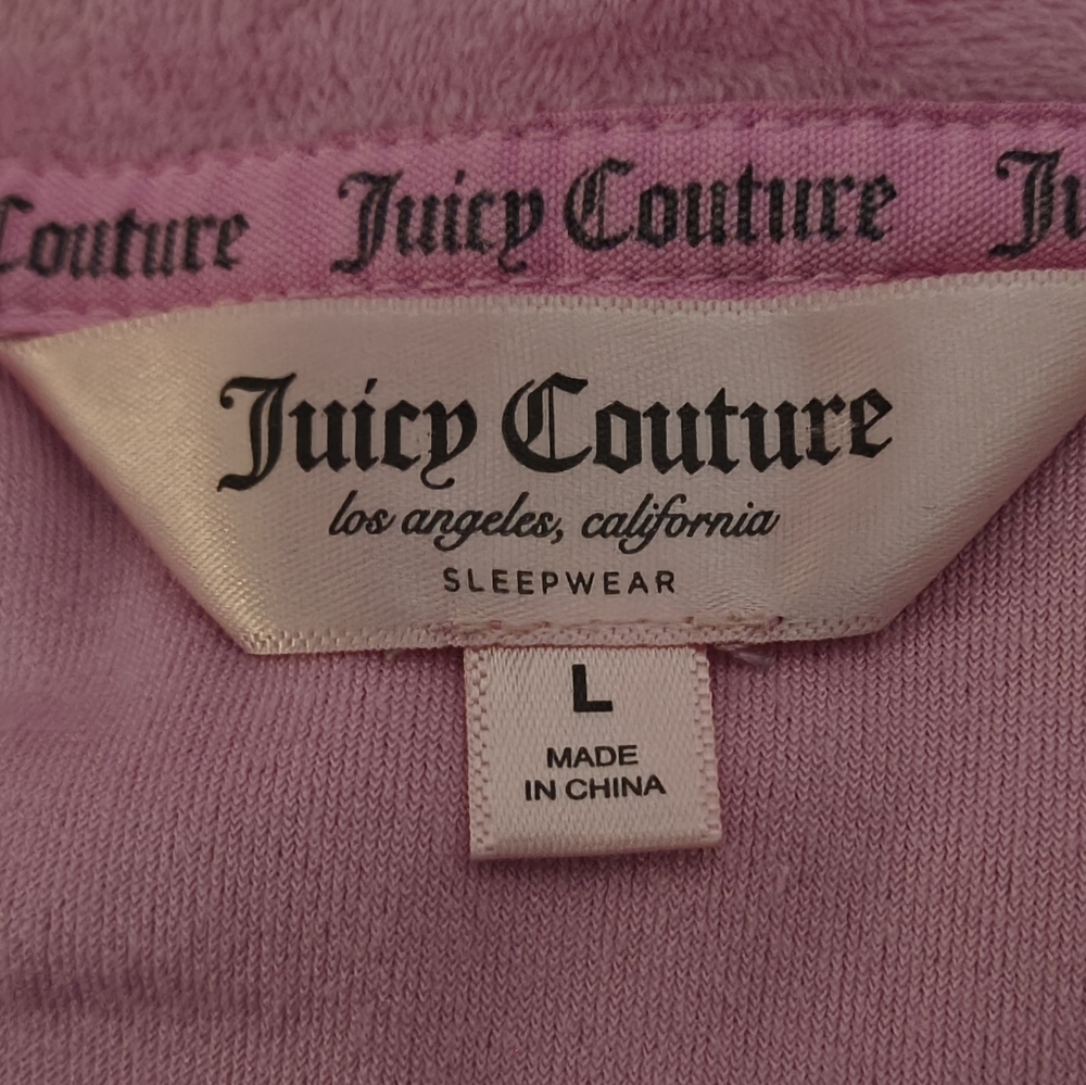 Juicy Couture Pink Velour Pajama Set Size Large 2-Piece Button Front Top & Short - Picture 2 of 8